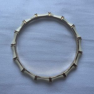 Stella & Dot Bamboo Gold Tone Enamel Signed Bangle Bracelet